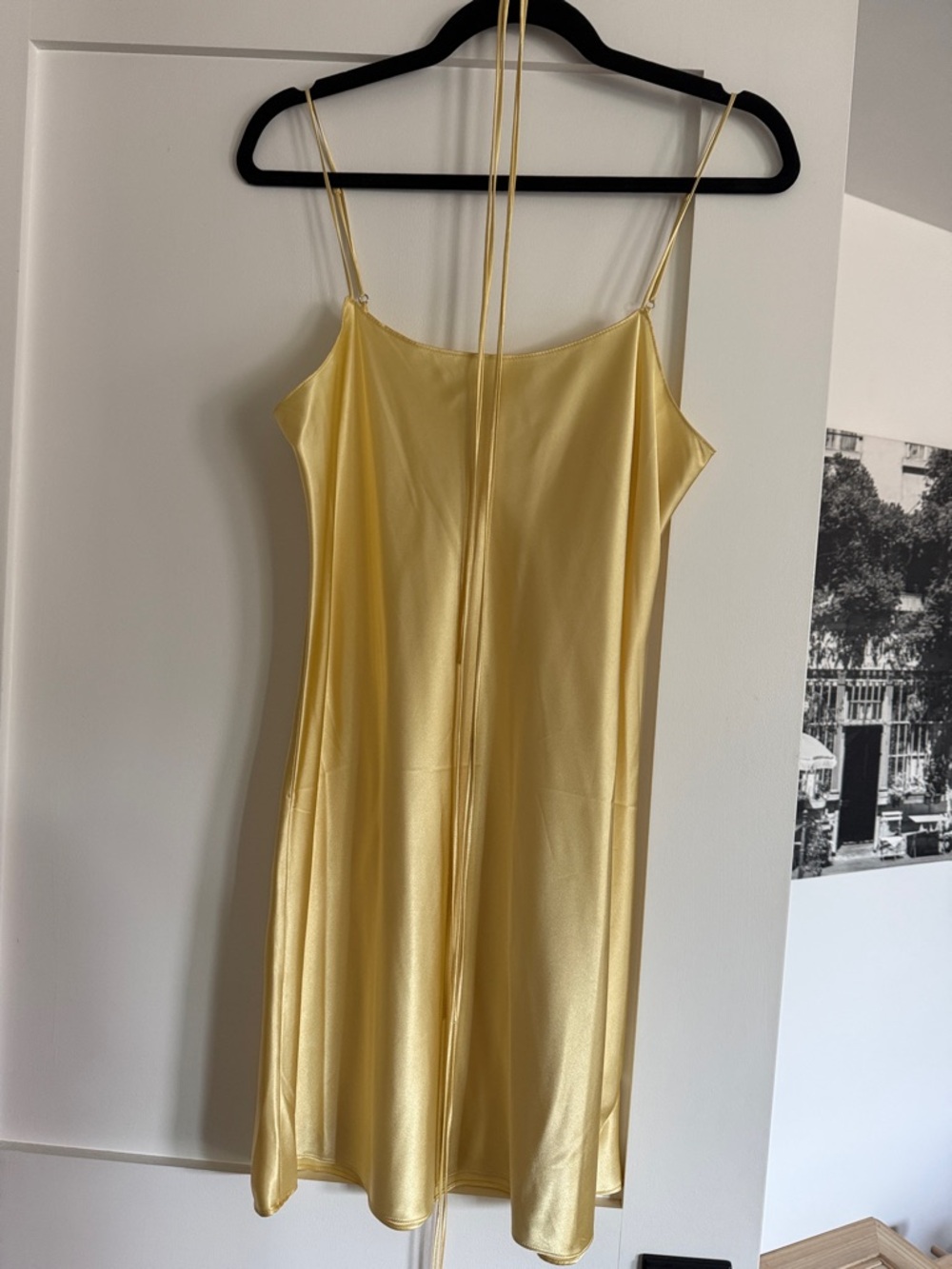 Daily Drills butter Yellow silky silk Satin Mini Slip Dress medium nwot